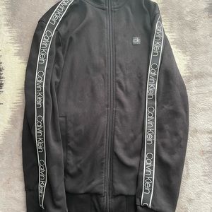 Calvin Klein Mens Size Small Black Long Sleeve Graphic Full Zip Up Jacket